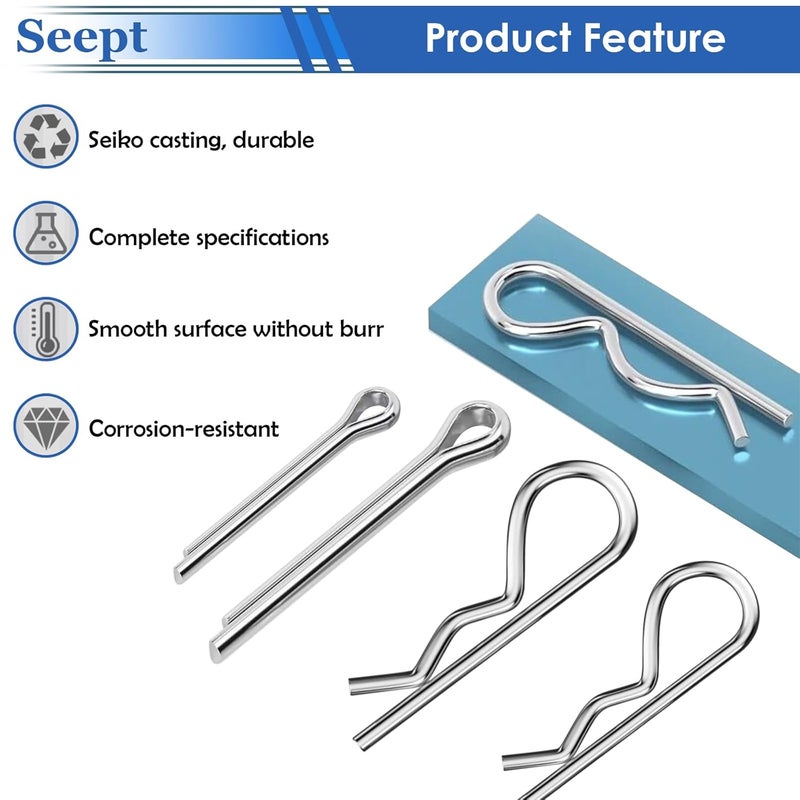 Seept Cotter Pins Assortment Kit 304 Stainless Steel Hitch Pin Clip Tractor Used for Hitch Pin Lock System Farm Tools and Tractor implements/Tractor Accessories/Parts - Image 5